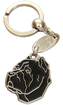 CANE CORSO CROPPED EARS BLACK <br> (keyring, engraving included)